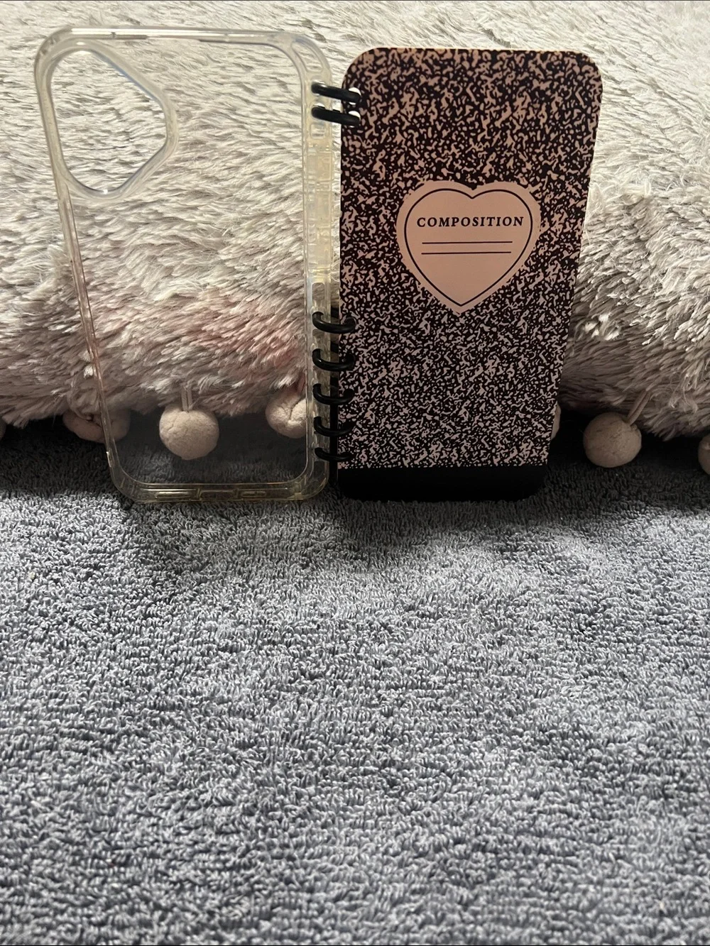 Composition Heart Notebook Phone Stand - Pink & Black 16 plus case
